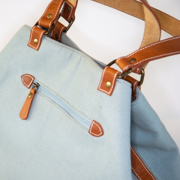 Handbag Tote Leather Canvas Strong Vintage Bag - Picture 8 of 8